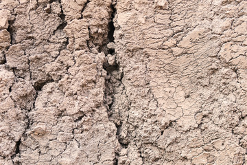 Abstract texture of brown dry ground with cracks and fractures