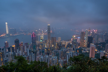 Obraz premium Hong Kong skyline. View from Victoria Peak.