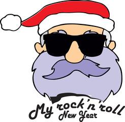 Rock-n-roll New Years Santa Claus vector illustration