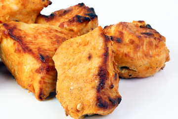 Chicken Shish Kebab Tawook Tikka grill on white background