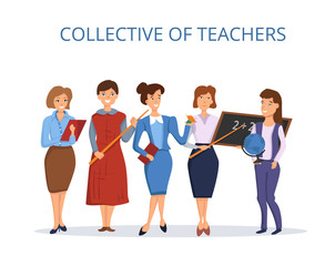Obraz premium Collective of teachers. Flat style.