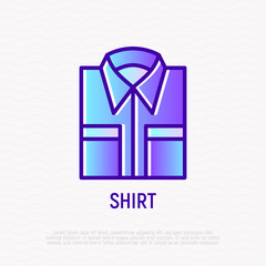 Folded classic shirt with pockets thin line icon. Modern vector illustration of apparel.