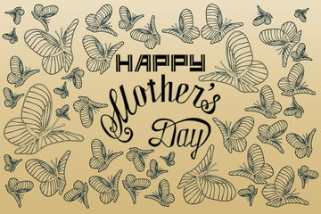 happy mothers day hand lettering card illustration