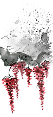 Obraz premium Drzewo kwiat akwarela