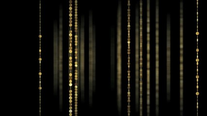 Golden glitter sequin chains fly through. Perfect for awards titles and fashion logo backdrops.