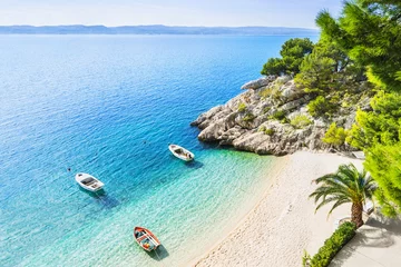 Aluminium Prints Mediterranean Europe Beautiful beach near Brela town, Dalmatia, Croatia. Makarska riviera, famous landmark and travel touristic destination in Europe