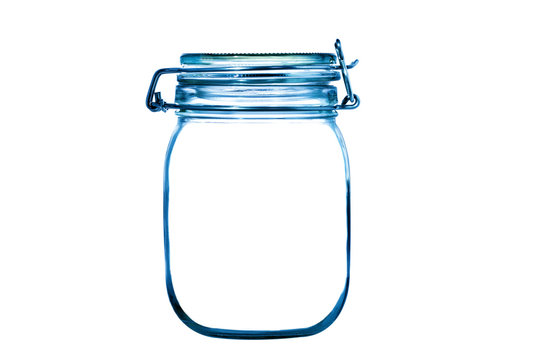 Empty glass jar for conservation isolated on white