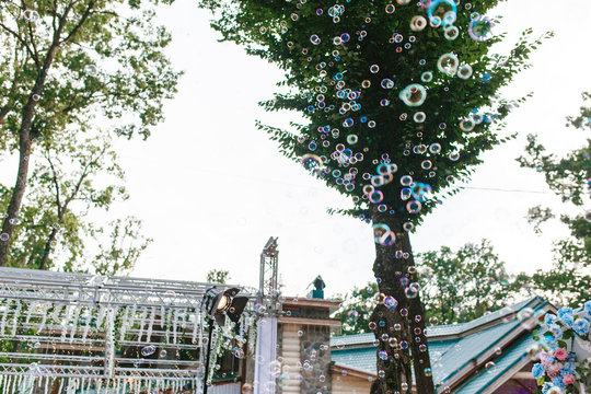 Wedding ceremony setup with soap bubble and scene - Powered by Adobe