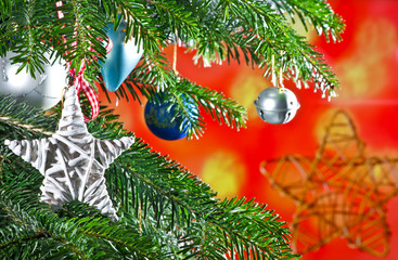 Christmas Background with Christmas Star on the Tree
