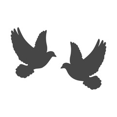 Fototapeta na wymiar Two black pigeons icon or logo