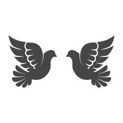 Two black pigeons icon or logo