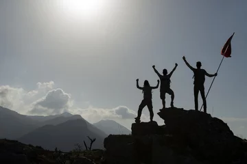 Rolgordijnen başarılı toros dağları tırmanışı ve hedef sevinci © emerald_media