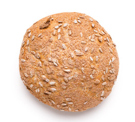 Loaf of bread from gluten free flour, isolated on white