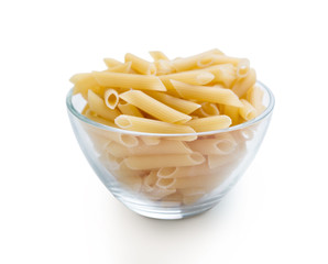 Plate of gluten free pasta, isolated on white