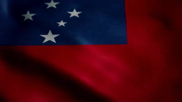 Flag of Samoa, slow motion waving. Looping animation. Ideal for sport events, led screen, international competitions, motion graphics etc.