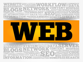 WEB word cloud collage, technology business concept background