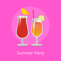 Summer Party Alcohol Drinks Tropical Cocktails Set
