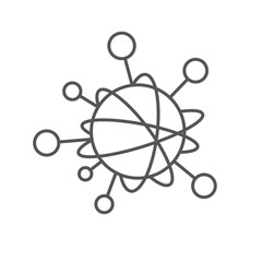 Simple line icon to represent the Internet of Things IoT concept. A network of objecs such as devices connected to each other on the internet. Editable Stroke
