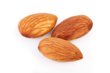 Almonds on a white background. Healthy food. Nuts.