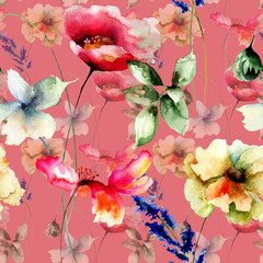 Seamless wallpaper with flowers