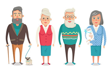 Grandparents People Collection Vector Illustration