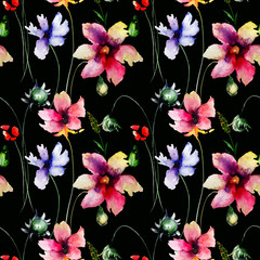 Naklejki  Wzór ze stylizowanymi kwiatami Gerber