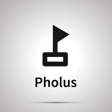 Pholus astronomical sign, simple black icon with shadow on gray
