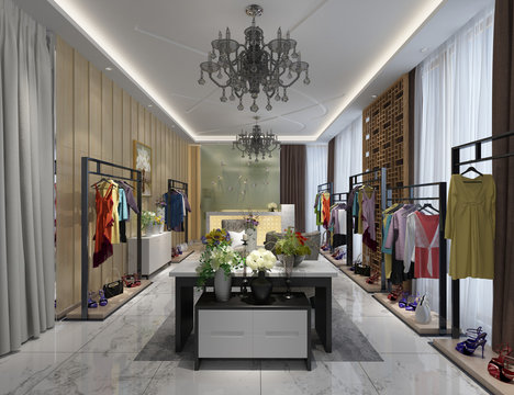 3d render of fashion shop