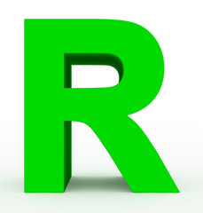 letter R 3d green isolated on white