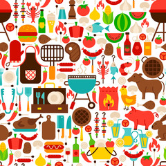 Barbecue Flat Seamless Pattern