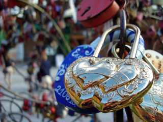 Locks of love and fidelity on the wedding trees of happiness.