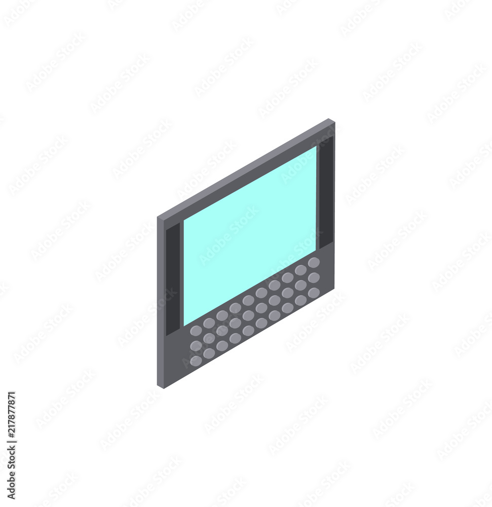 Poster computer with screen keyboard vector illustration