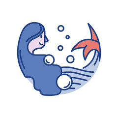 Mermaid Line Color Icon
