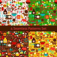 Four Flat Barbecue Patterns Set