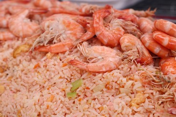 Shrimp fried rice in street food