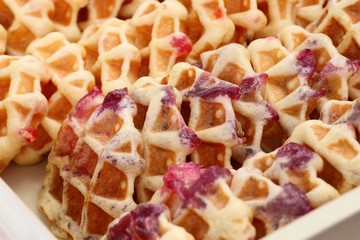 tasty sweet waffle in street food