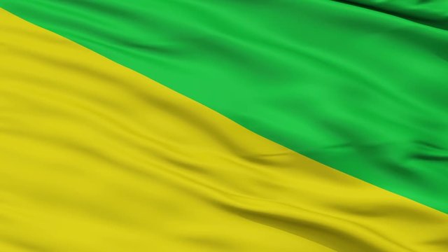 Buenaventura closeup flag, city of Colombia, realistic animation seamless loop - 10 seconds long