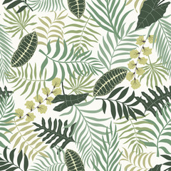Tropischer Hintergrund mit Palmblättern. Nahtloses Blumenmuster. Sommer-Vektor-Illustration
