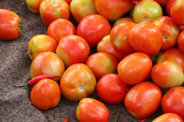 Fresh tomatoes in market