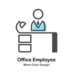 Office Employee Mono Color Illustration