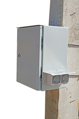 Fototapeta na wymiar Outdoor cabinets for electrical equipment