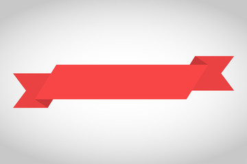 Red ribbon banner on gray background