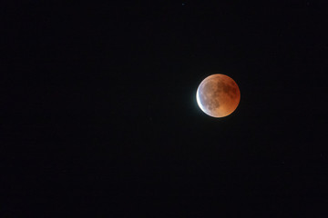 Red bloody Moon after Lunar Eclipse in July 2018