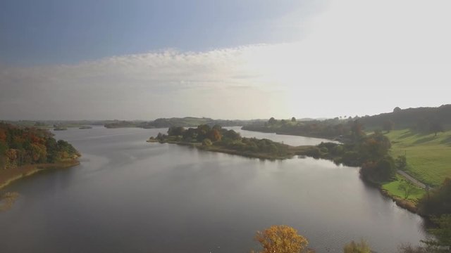 Aerial drone footage of Lough Muckno in Autumn. 
Castleblaney Co. Monaghan Ireland