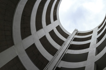 beautiful texture of spiral ramp slope for parking space at a building