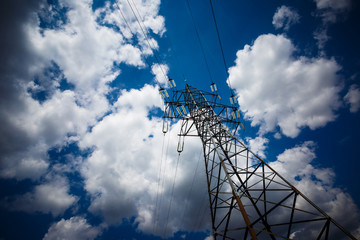 High voltage post. High voltage tower sky background. Electricity is the major energy of the world.