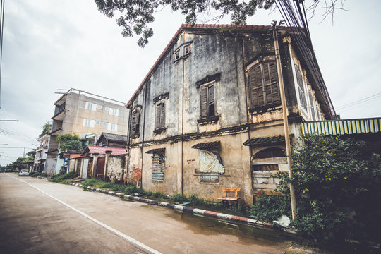 Savannakhet, loas - 25 july 2018, Old town of Savannakhet , street in old town region in laos
