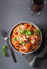 spaghetti with meatballs and tomato sauce, italian pasta