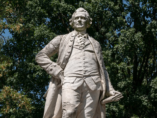 Naklejka premium Statue of The Lessing Monument, German: Lessing-Denkmal, To Writer Gotthold Ephraim Lessing At Tiergarten in Berlin, Germany