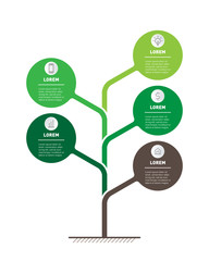 Development and growth of the eco-friendly business. Time line of Social tendencies and trends graph. Business presentation concept with 5 parts, steps or processes. Vertical Timeline infographics.